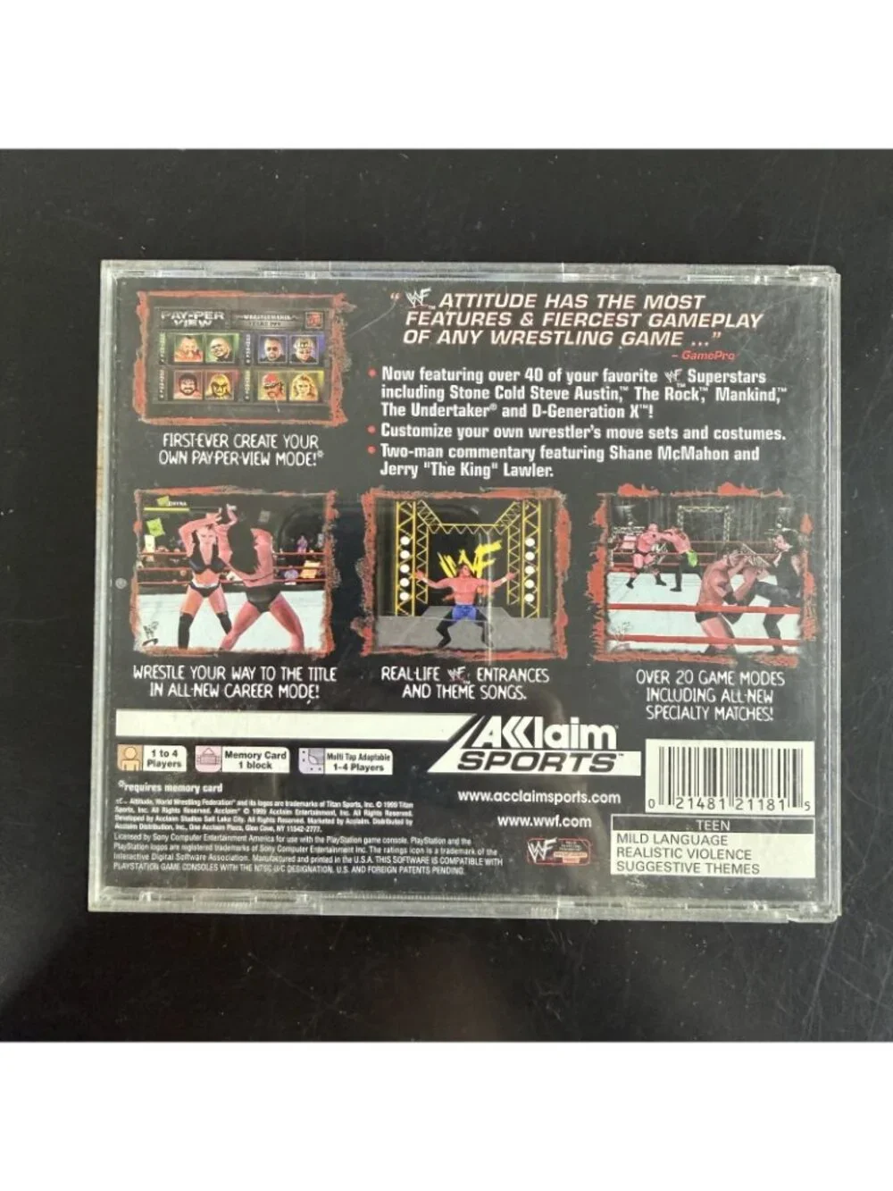 WWF Attitude PlayStation 1 PS1 Complete w/Manual Fully Tested Black Label - Picture 2 of 3